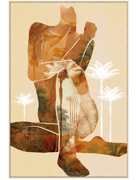 Toile peinte silhouette femme tropicale 80 x 120 cm Ombraël