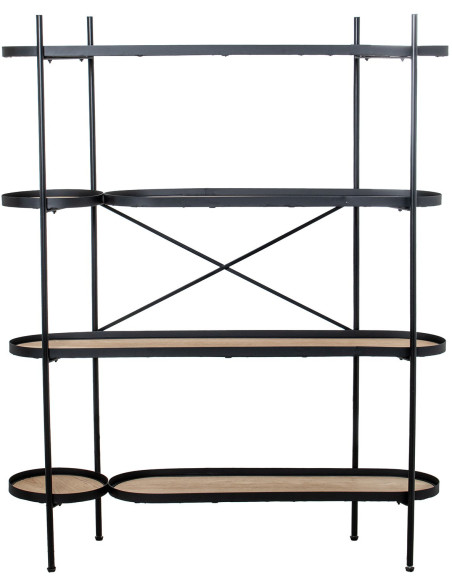 Étagère bois et métal noir 4 niveaux 110 x 29 x 136 cm Sorria