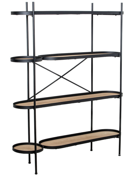Étagère bois et métal noir 4 niveaux 110 x 29 x 136 cm...