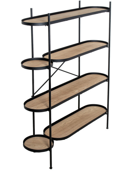 Étagère bois et métal noir 4 niveaux 110 x 29 x 136 cm Sorria