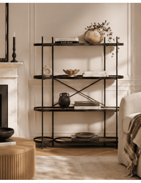 Étagère bois et métal noir 4 niveaux 110 x 29 x 136 cm Sorria