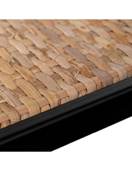 Étagère métal noir et cannage 3 niveaux 120 x 27 x 120 cm Madura