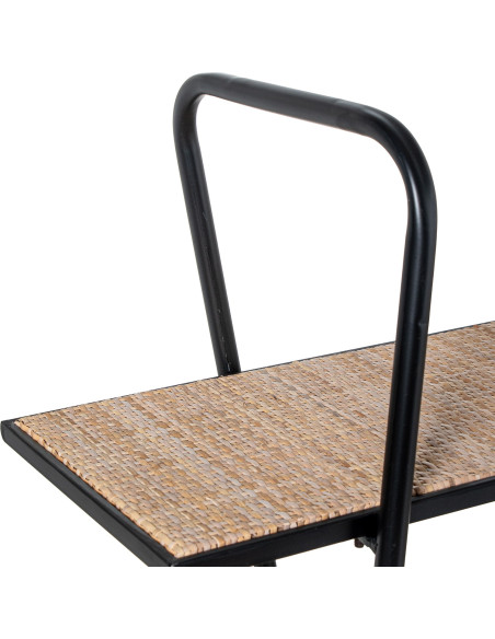 Étagère métal noir et cannage 3 niveaux 120 x 27 x 120 cm Madura
