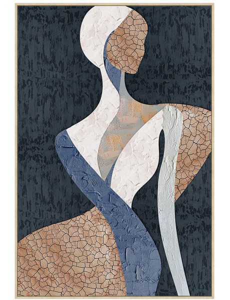 Tableau sur toile silhouette abstraite cadre bois 80 x...