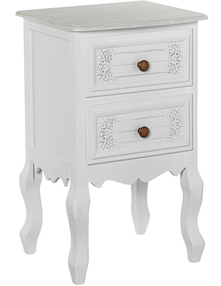 Table de chevet blanche en bois 2 tiroirs 40,5 x 35 x 66,5 cm Aubeline