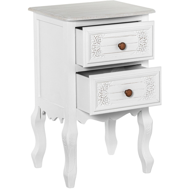 Table de chevet blanche en bois 2...