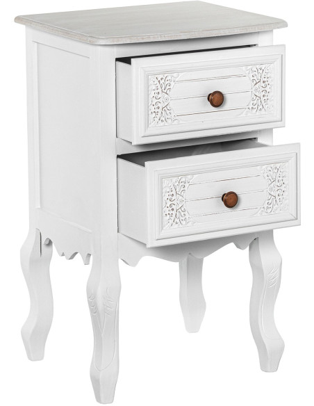 Table de chevet blanche en bois 2 tiroirs 40,5 x 35 x 66,5 cm Aubeline