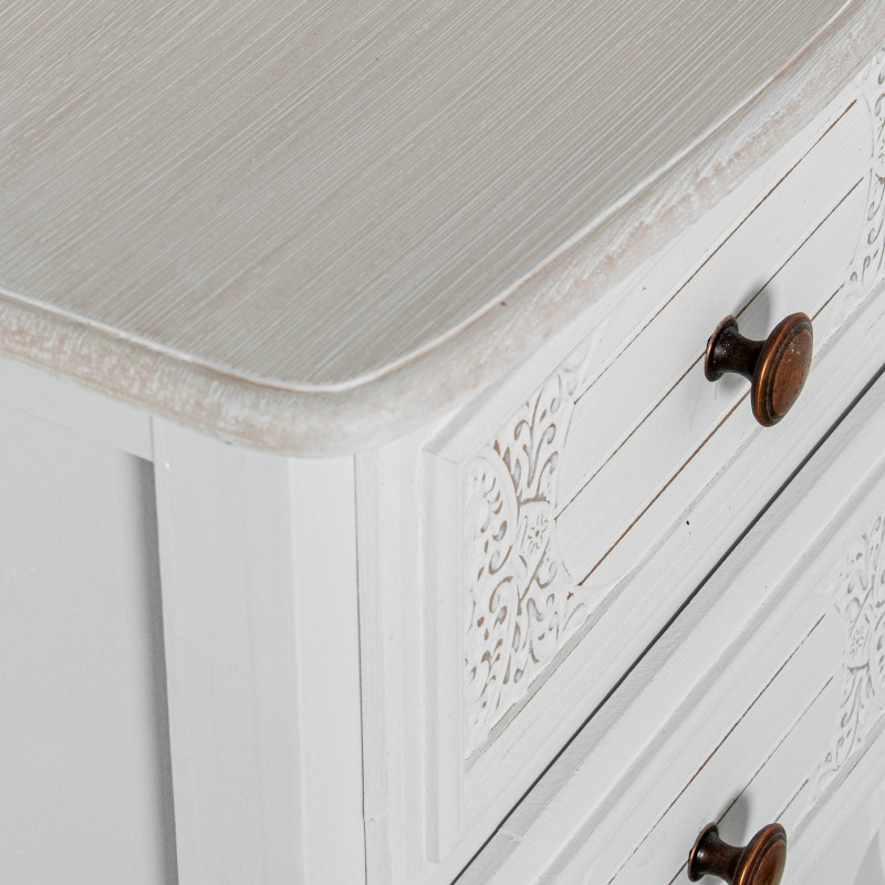 Table de chevet blanche en bois 2...