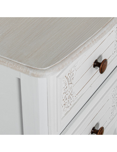 Table de chevet blanche en bois 2 tiroirs 40,5 x 35 x 66,5 cm Aubeline