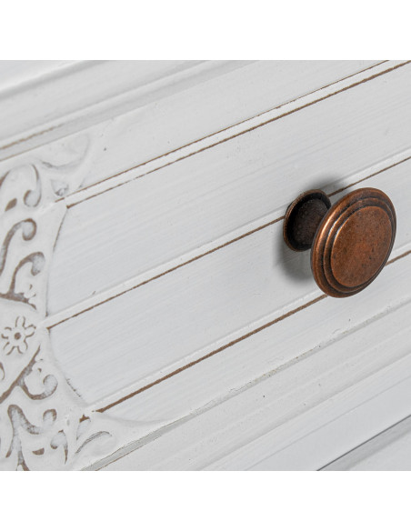 Table de chevet blanche en bois 2 tiroirs 40,5 x 35 x 66,5 cm Aubeline