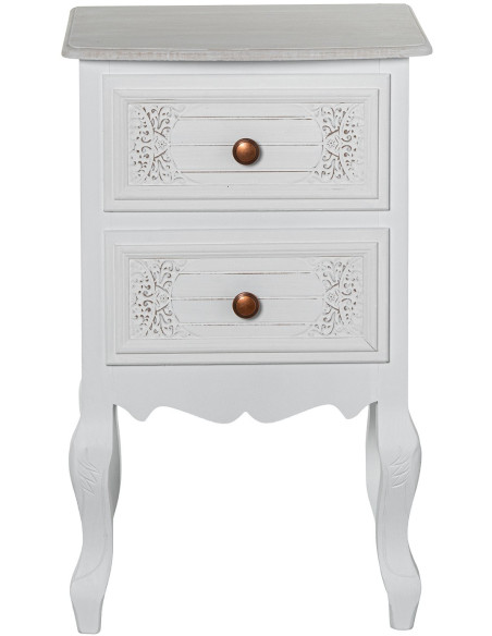 Table de chevet blanche en bois 2 tiroirs 40,5 x 35 x 66,5 cm Aubeline
