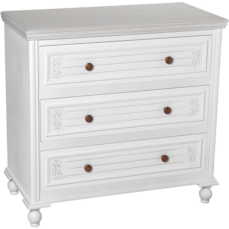 Commode blanche en bois 3 tiroirs 80...