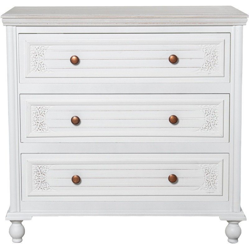 Commode blanche en bois 3 tiroirs 80...
