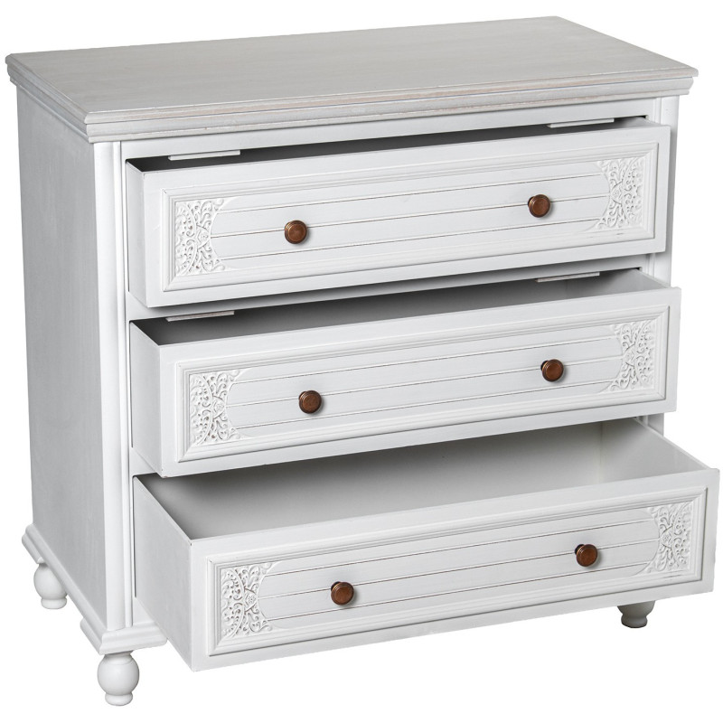 Commode blanche en bois 3 tiroirs 80...