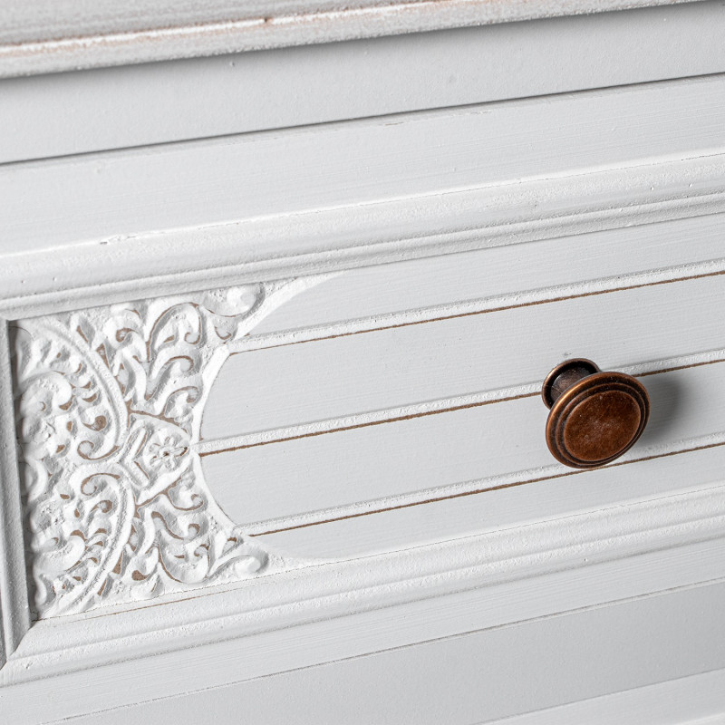 Commode blanche en bois 3 tiroirs 80...