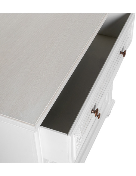 Commode blanche en bois 3 tiroirs 80 x 40 x 78 cm Aubeline