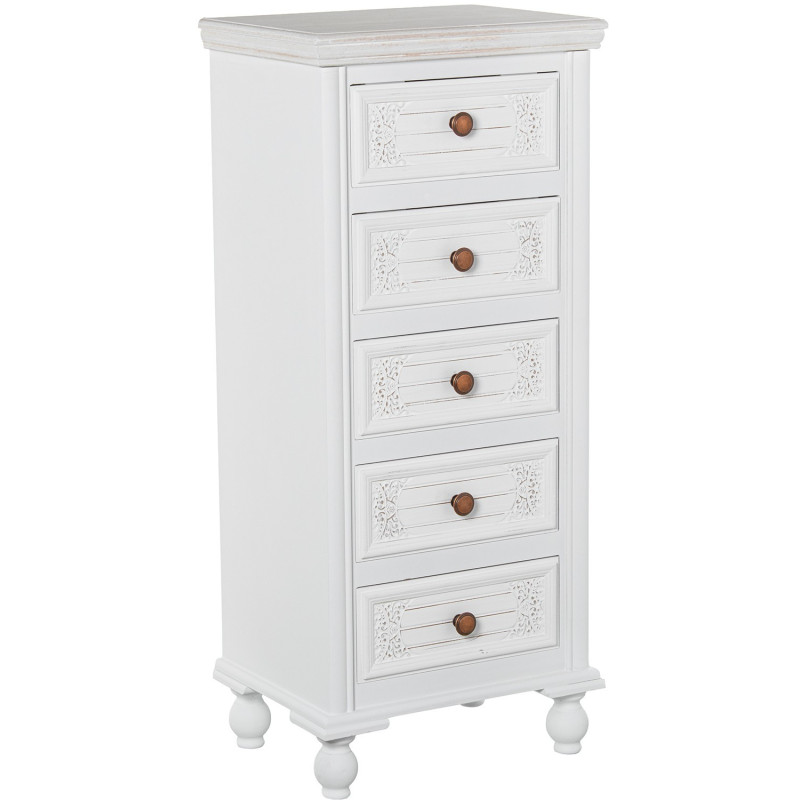 Chiffonnier blanc en bois 5 tiroirs...