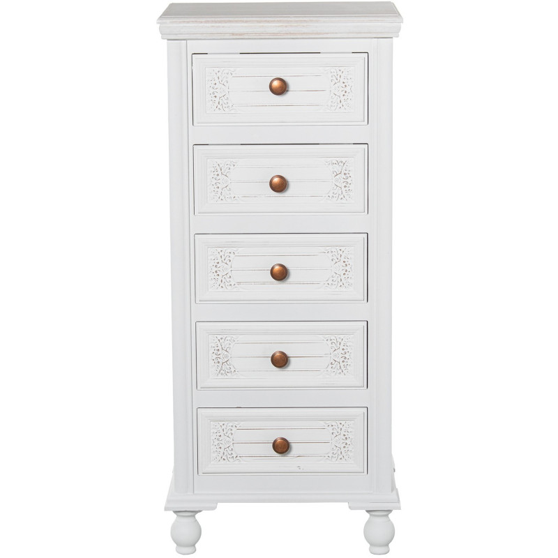 Chiffonnier blanc en bois 5 tiroirs...
