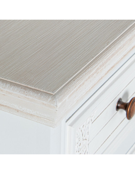 Chiffonnier blanc en bois 5 tiroirs 40 x 30 x 93 cm Aubeline
