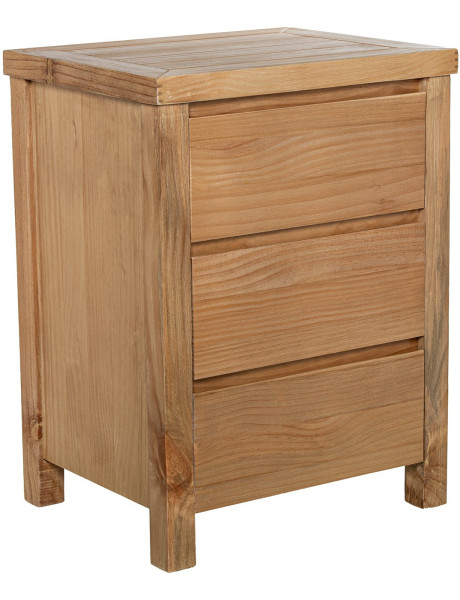 Table de chevet en bois naturel 3 tiroirs 50 x 40 x 66 cm...