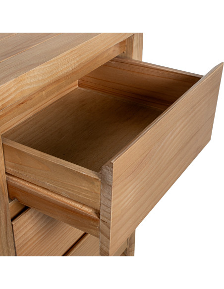Table de chevet en bois naturel 3 tiroirs 50 x 40 x 66 cm Bréhat