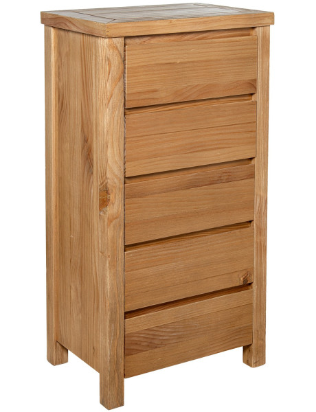 Chiffonnier en bois naturel 5 tiroirs 50 x 35 x 100 cm...