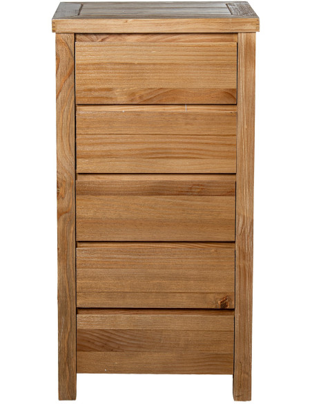 Chiffonnier en bois naturel 5 tiroirs 50 x 35 x 100 cm Bréhat