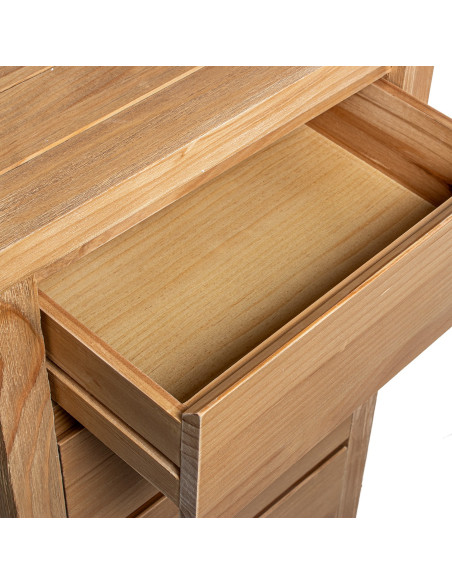 Chiffonnier en bois naturel 5 tiroirs 50 x 35 x 100 cm Bréhat