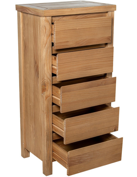 Chiffonnier en bois naturel 5 tiroirs 50 x 35 x 100 cm Bréhat
