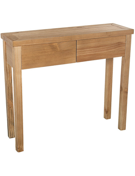 Console d’entrée en bois naturel 2 tiroirs 90 x 28 x 78...