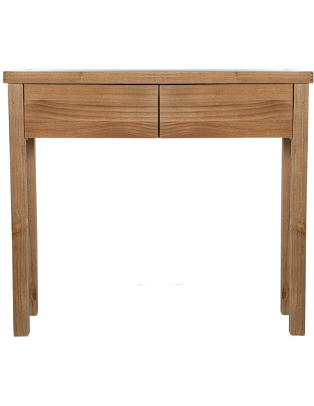 Console d’entrée en bois naturel 2 tiroirs 90 x 28 x 78 cm Bréhat