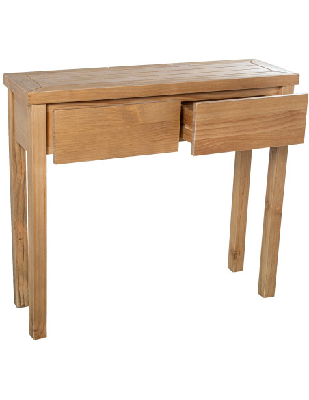 Console d’entrée en bois naturel 2 tiroirs 90 x 28 x 78 cm Bréhat