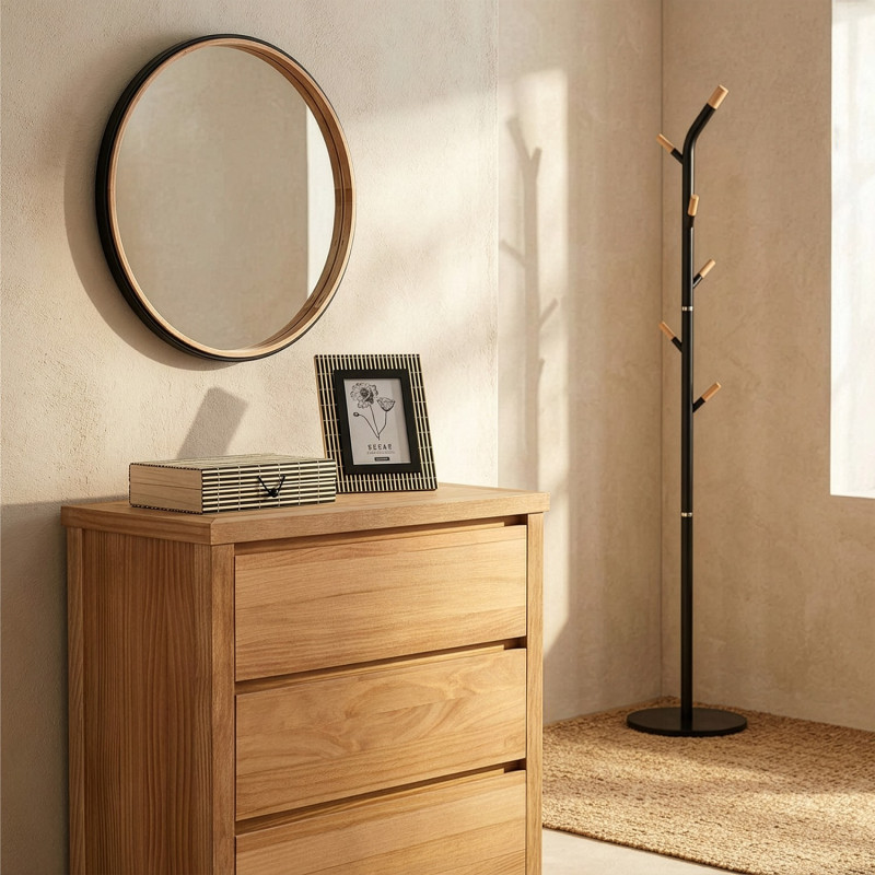 Commode en bois naturel 3 tiroirs 80...