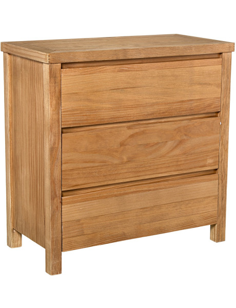 Commode en bois naturel 3 tiroirs 80 x 40 x 80 cm Bréhat