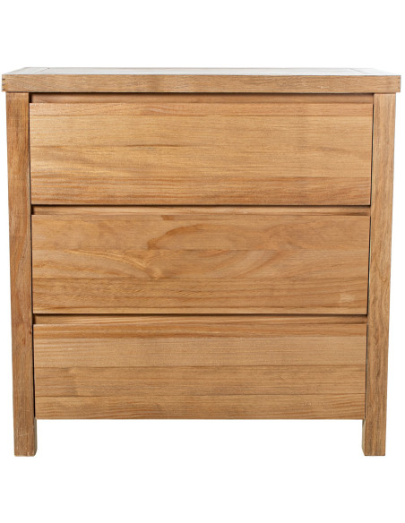 Commode en bois naturel 3 tiroirs 80 x 40 x 80 cm Bréhat