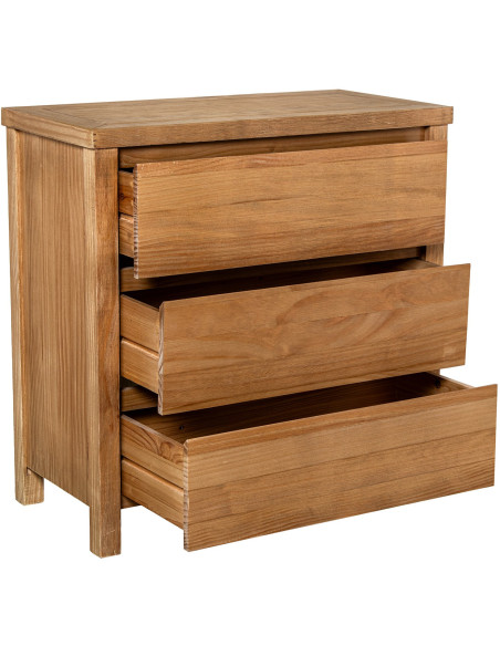 Commode en bois naturel 3 tiroirs 80 x 40 x 80 cm Bréhat