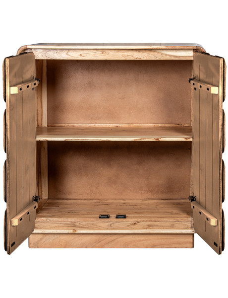 Buffet haut en bois de manguier 2 portes 90 x 45 x 100 cm Ondéa  - 2