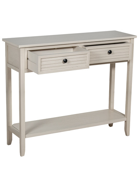 Console en bois beige 2 tiroirs 90 x 28 x 75 cm Sélune