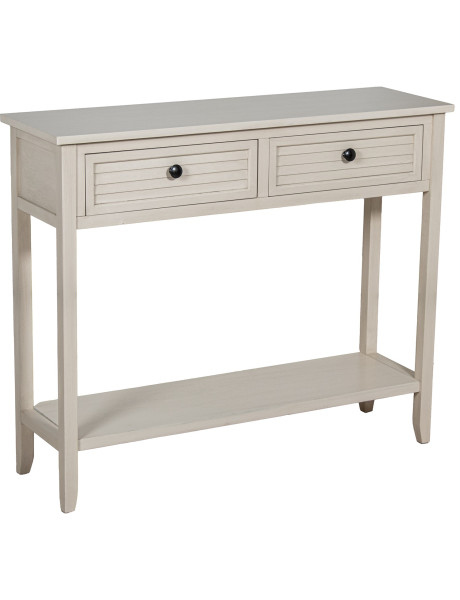 Console en bois beige 2 tiroirs 90 x 28 x 75 cm Sélune