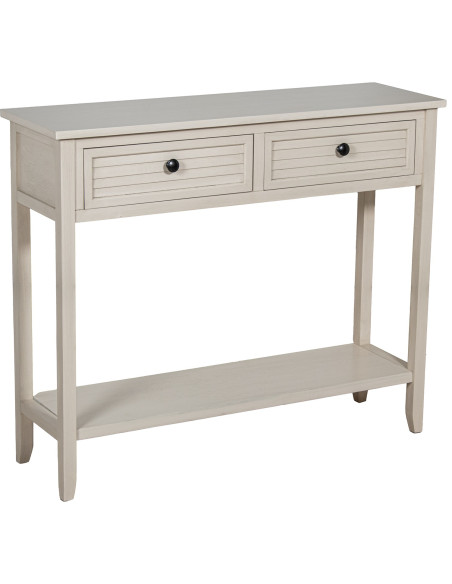 Console en bois beige 2 tiroirs 90 x 28 x 75 cm Sélune