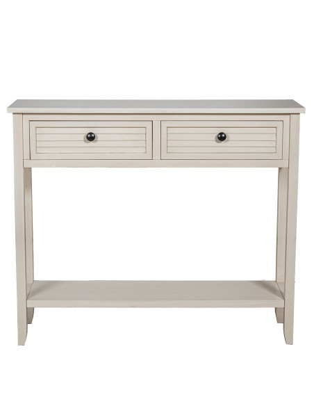 Console en bois beige 2 tiroirs 90 x 28 x 75 cm Sélune