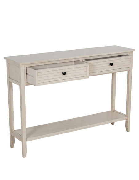 Console en bois beige 2 tiroirs 110x28x75 cm Sélune