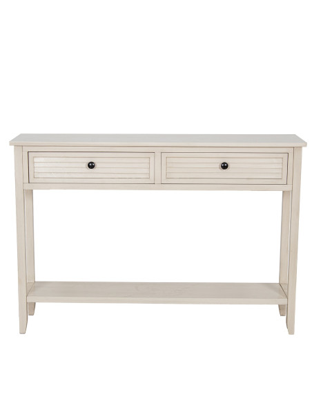 Console en bois beige 2 tiroirs 110x28x75 cm Sélune