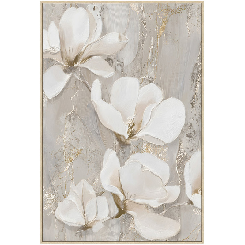 Tableau fleurs blanches sur toile...