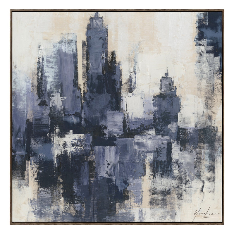 Tableau skyline abstrait bleu cadre...