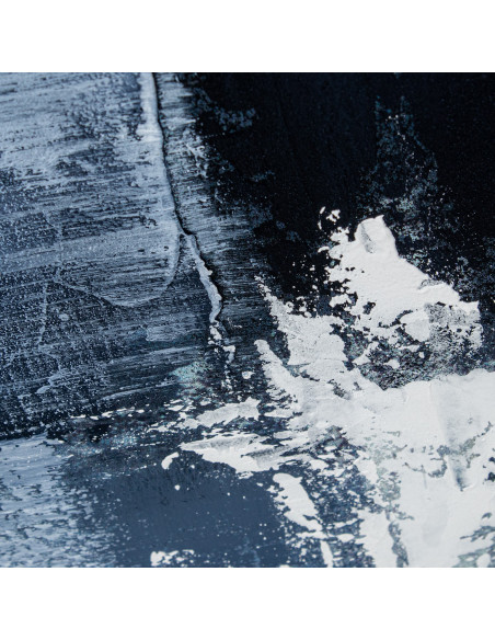 Tableau skyline abstrait bleu cadre bois 120x120 cm Urbélia