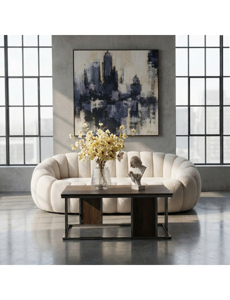 Tableau skyline abstrait bleu cadre bois 120x120 cm Urbélia  - 2