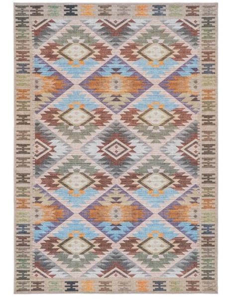 Tapis motif kilim beige et bleu 160x230 cm Iskala
