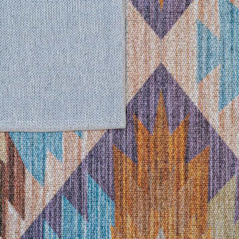 Tapis motif kilim beige et bleu...