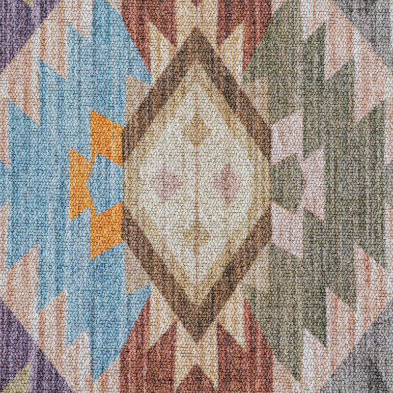 Tapis motif kilim beige et bleu...